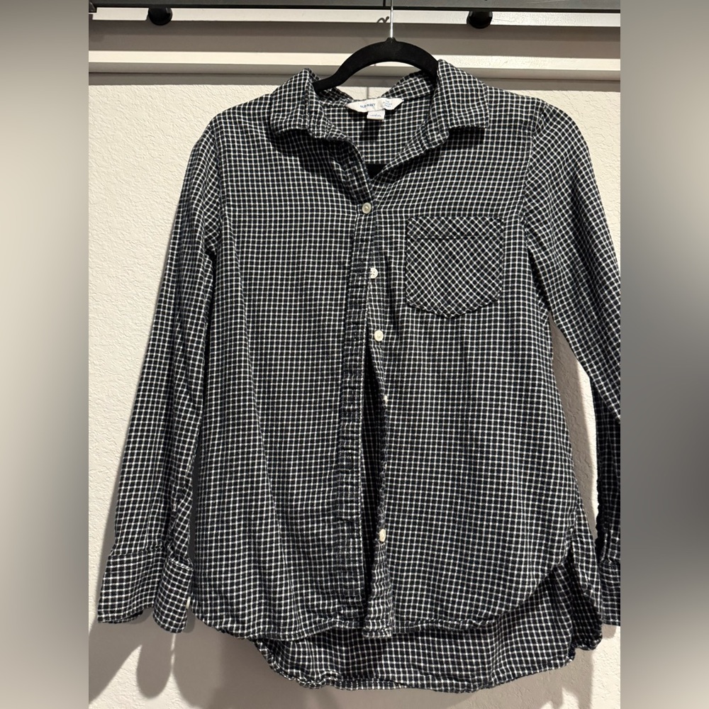 Old Navy Black and White Flannel Plaid Shirt
